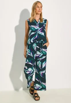 Gemusterte Bluse fir green