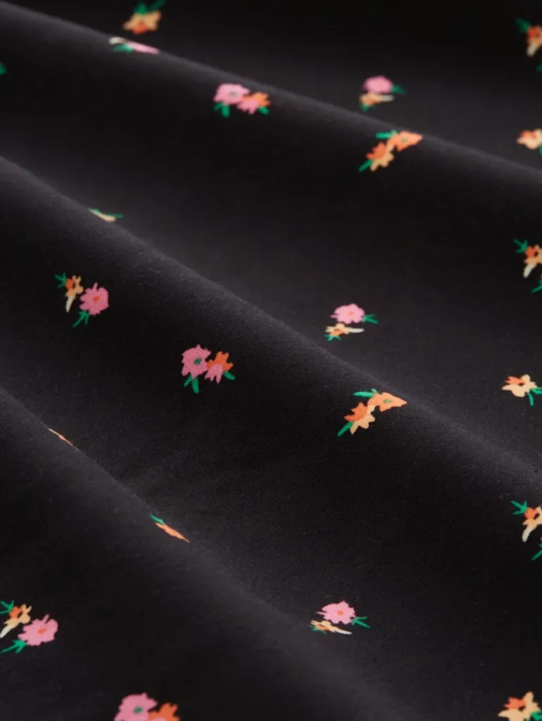 Gemusterte Kurzarm-Bluse small black flower print