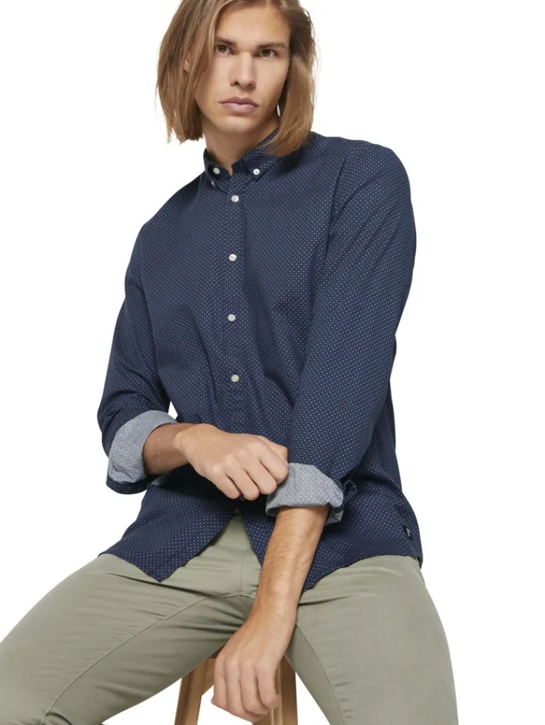 gemustertes Hemd navy dot cross print