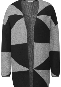 Gemusterte Strickjacke black