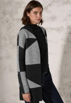 Gemusterte Strickjacke black