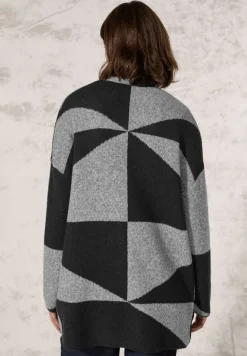 Gemusterte Strickjacke black