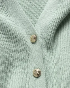 Gerippte Baumwollstrickjacke porcelain green