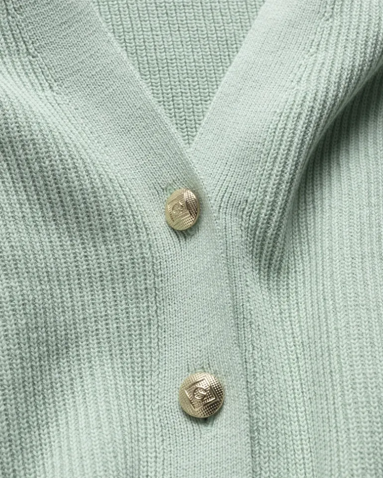 Gerippte Baumwollstrickjacke porcelain green