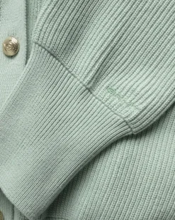 Gerippte Baumwollstrickjacke porcelain green