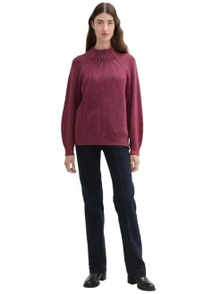 Gerippter Pullover mit Stehkragen blackberry rib structure
