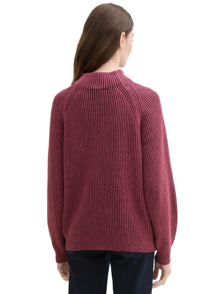 Gerippter Pullover mit Stehkragen blackberry rib structure