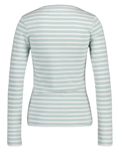 Geripptes Langarmshirt mit Streifen dusty turquoise