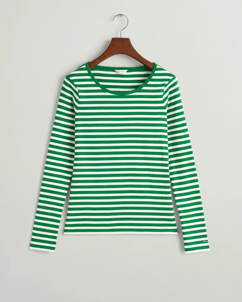 Geripptes Langarm-T-Shirt mit Streifen lavish green