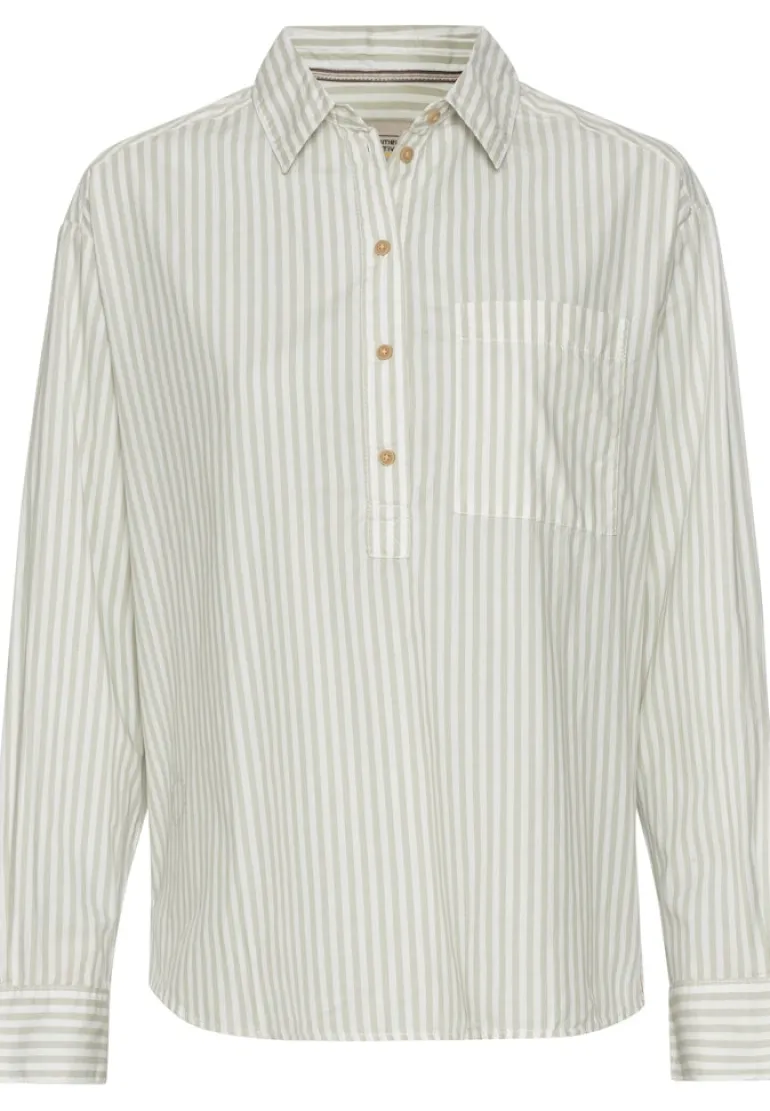 Gestreifte Bluse aus reiner Baumwolle eukalyptus stripes