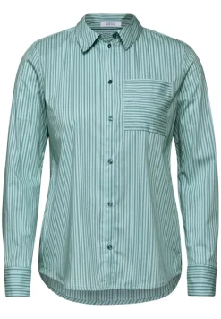 Gestreifte Hemdbluse petrol green