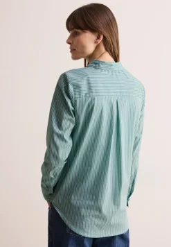 Gestreifte Hemdbluse petrol green
