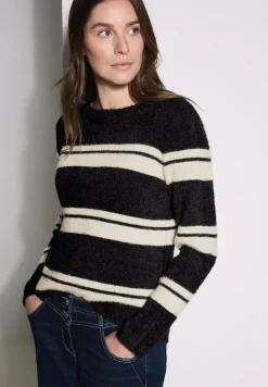 Gestreifter Pullover black