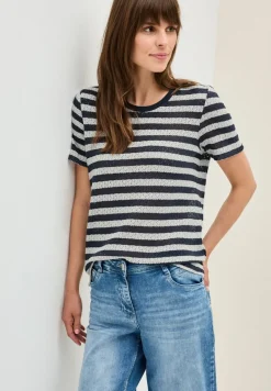 Gestreiftes Ajour T-Shirt urban navy blue