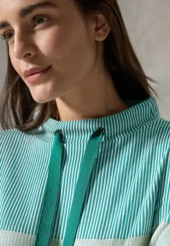 Gestreiftes Colorblock Shirt petrol green