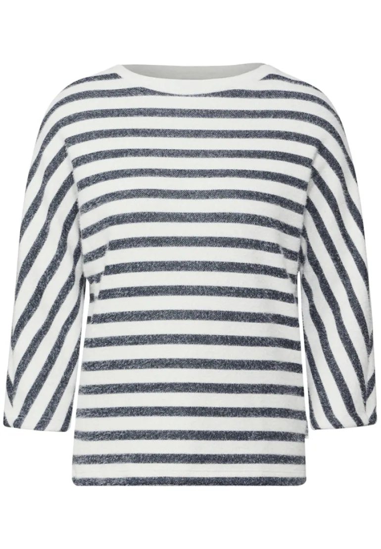 Gestreiftes Federgarn Shirt universal blue