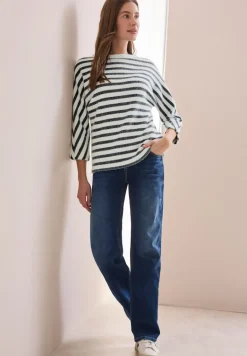 Gestreiftes Federgarn Shirt universal blue