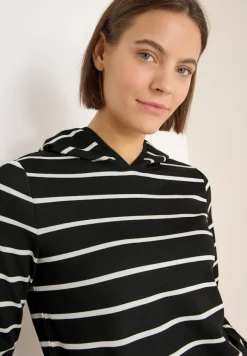 Gestreiftes Kapuzenshirt black