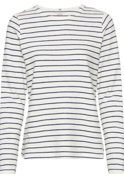 Gestreiftes Langarmshirt aus reiner Baumwolle indigo blue stripes