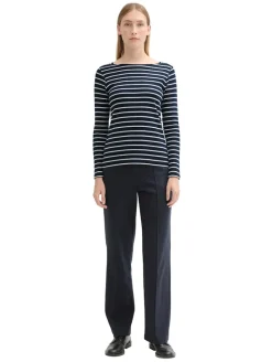 Gestreiftes Langarmshirt mit Bio-Baumwolle navy white stripe