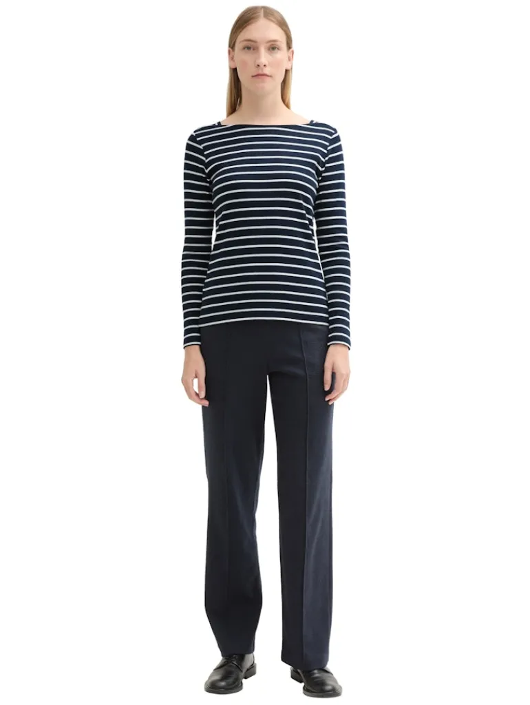 Gestreiftes Langarmshirt mit Bio-Baumwolle navy white stripe