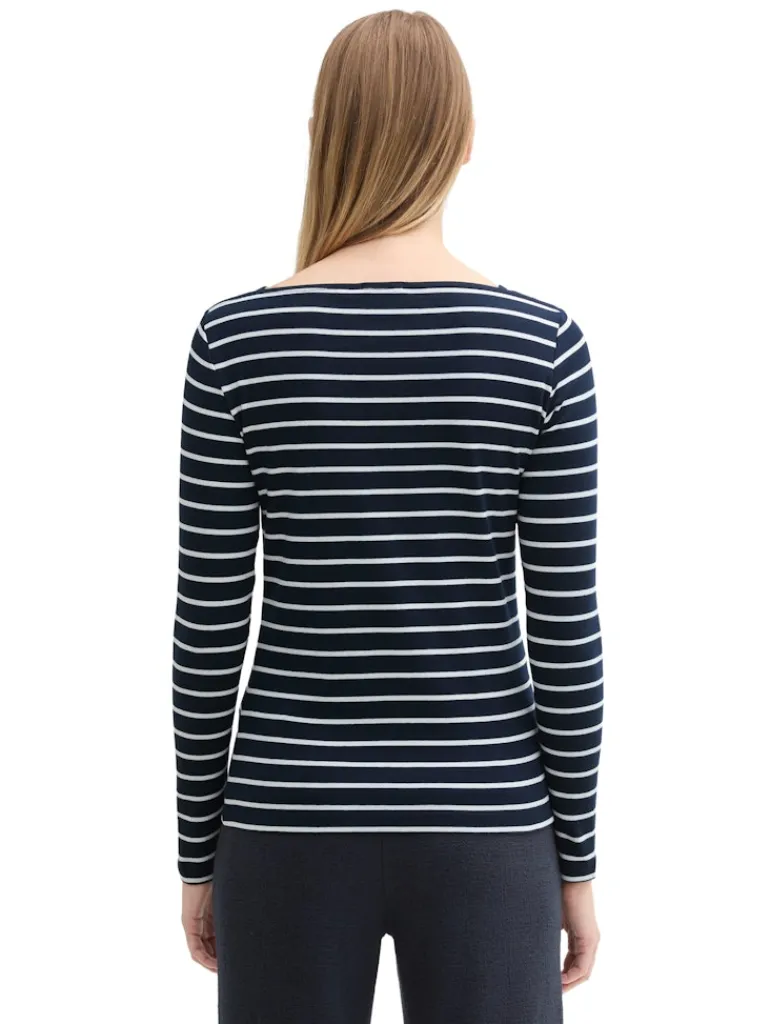 Gestreiftes Langarmshirt mit Bio-Baumwolle navy white stripe