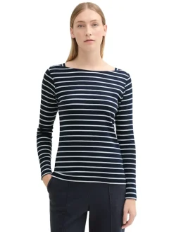 Gestreiftes Langarmshirt mit Bio-Baumwolle navy white stripe