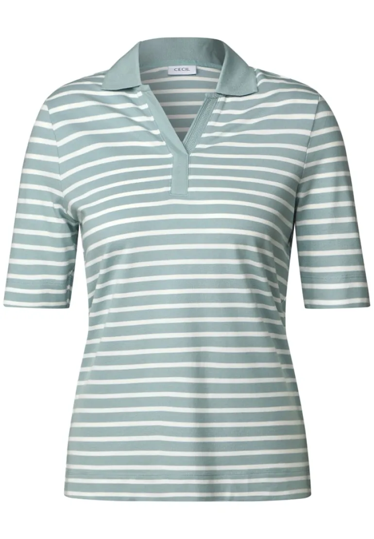 Gestreiftes Piquée Poloshirt cool salvia green