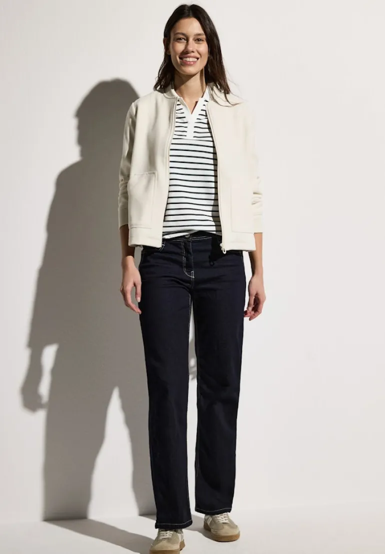 Gestreiftes Piquée Poloshirt vanilla white