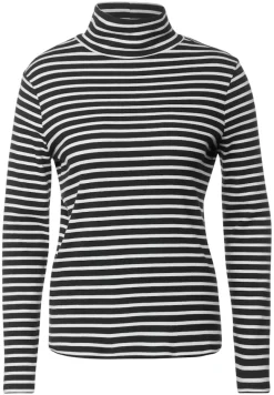 Gestreiftes Rollkragenshirt black