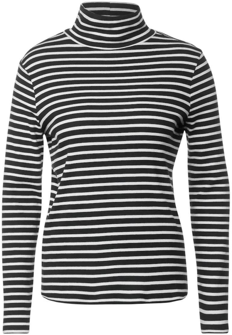 Gestreiftes Rollkragenshirt black