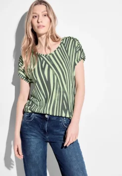 Gestreiftes T-Shirt cool khaki