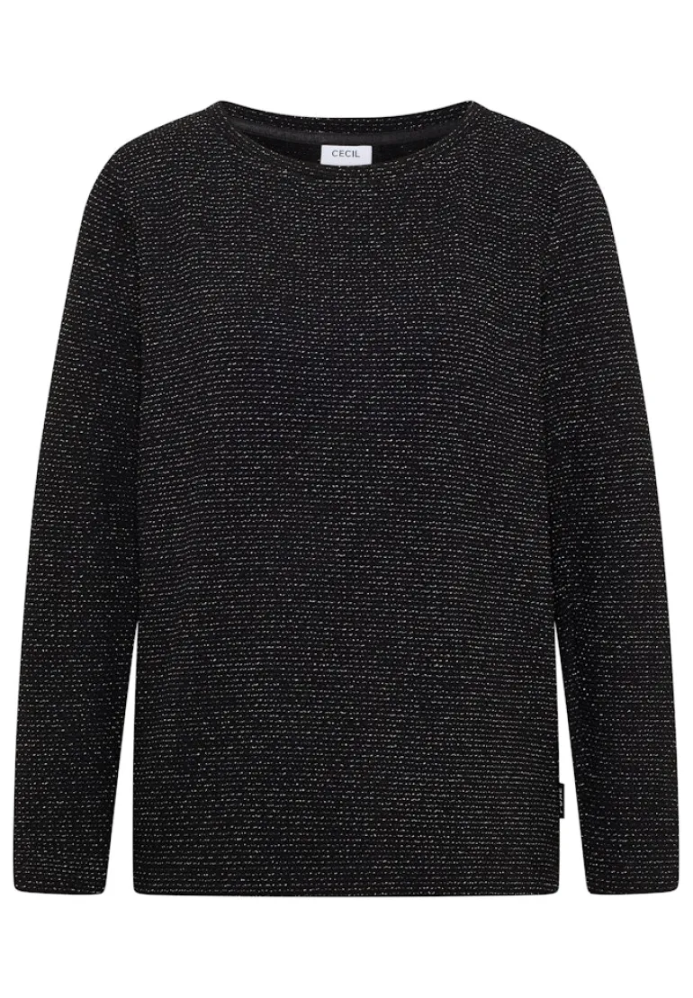 Glitzer Strukturshirt black