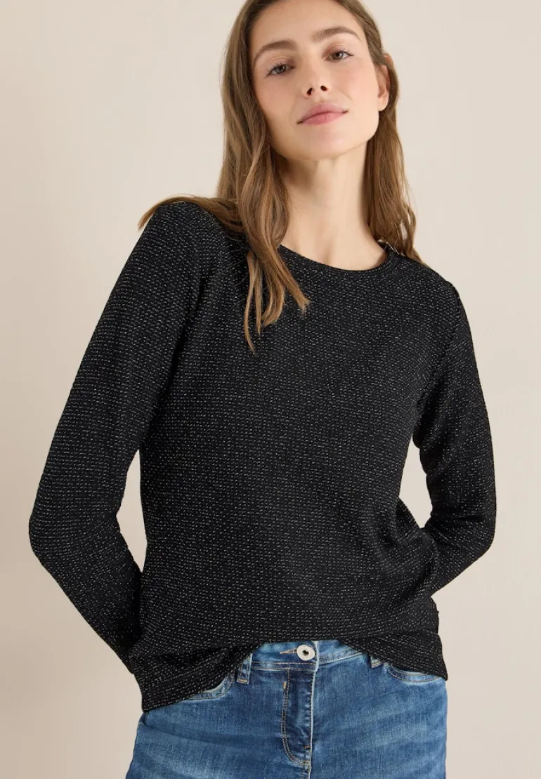 Glitzer Strukturshirt black