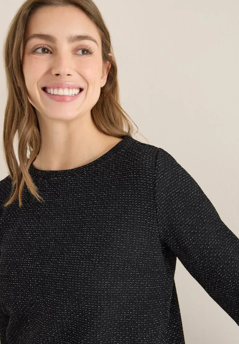 Glitzer Strukturshirt black
