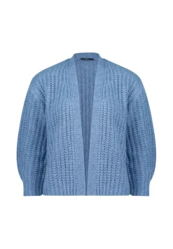 Grobstrickjacke offener Style middle blue melange
