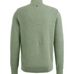 Half zip collar cotton mouline quiet green