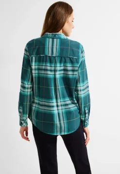 Hemdbluse mit Karomuster deep lake green