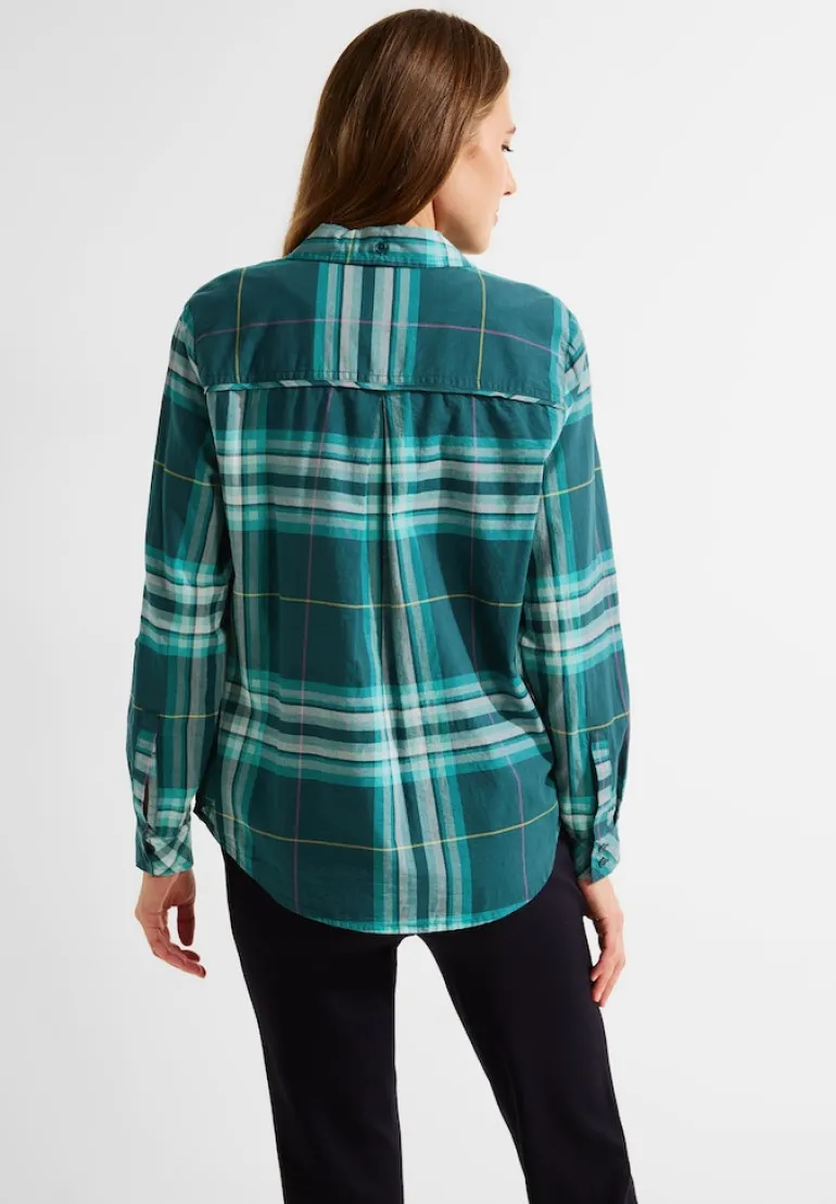 Hemdbluse mit Karomuster deep lake green