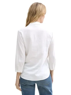 Hemdbluse mit Leinenanteil white