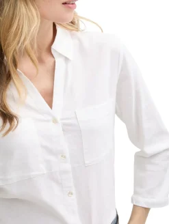Hemdbluse mit Leinenanteil white