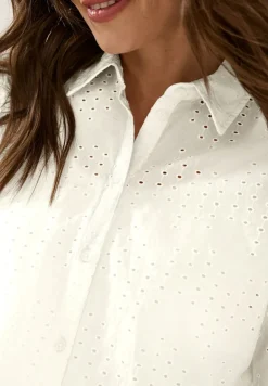 Hemdbluse mit Lochstickerei vanilla white
