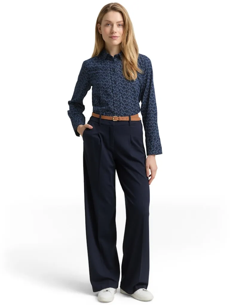 Hemdbluse mit Muster small blue wave print