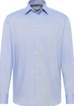 Hemd Fischgrat Langarm mittelblau