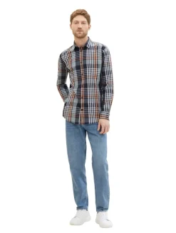 Hemd mit Karomuster navy orange mint big check