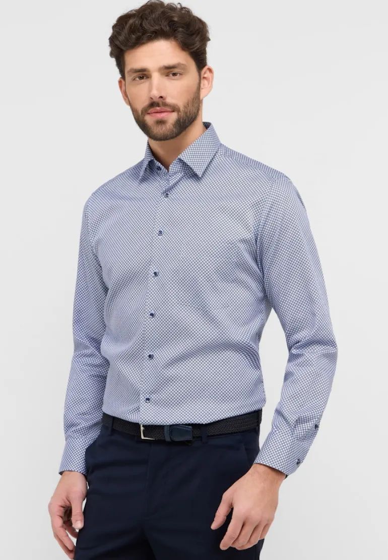 Hemd Twill Langarm blau