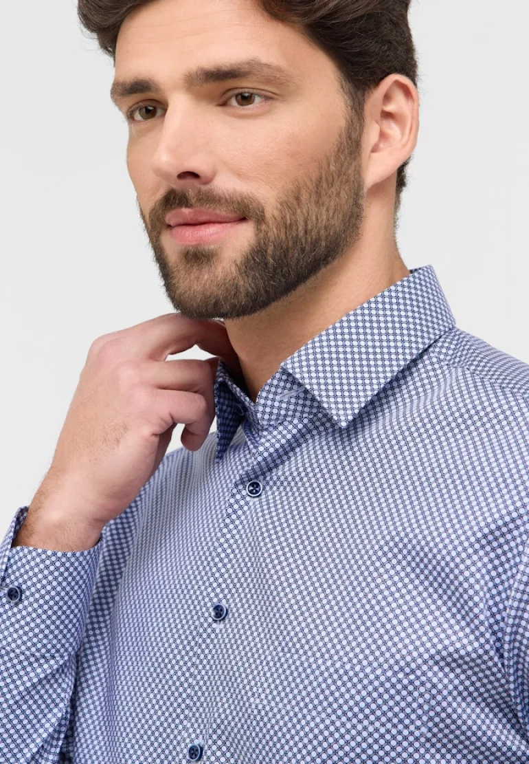 Hemd Twill Langarm blau