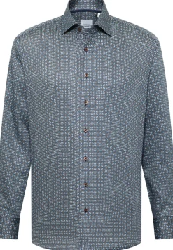 Hemd Twill Langarm braun