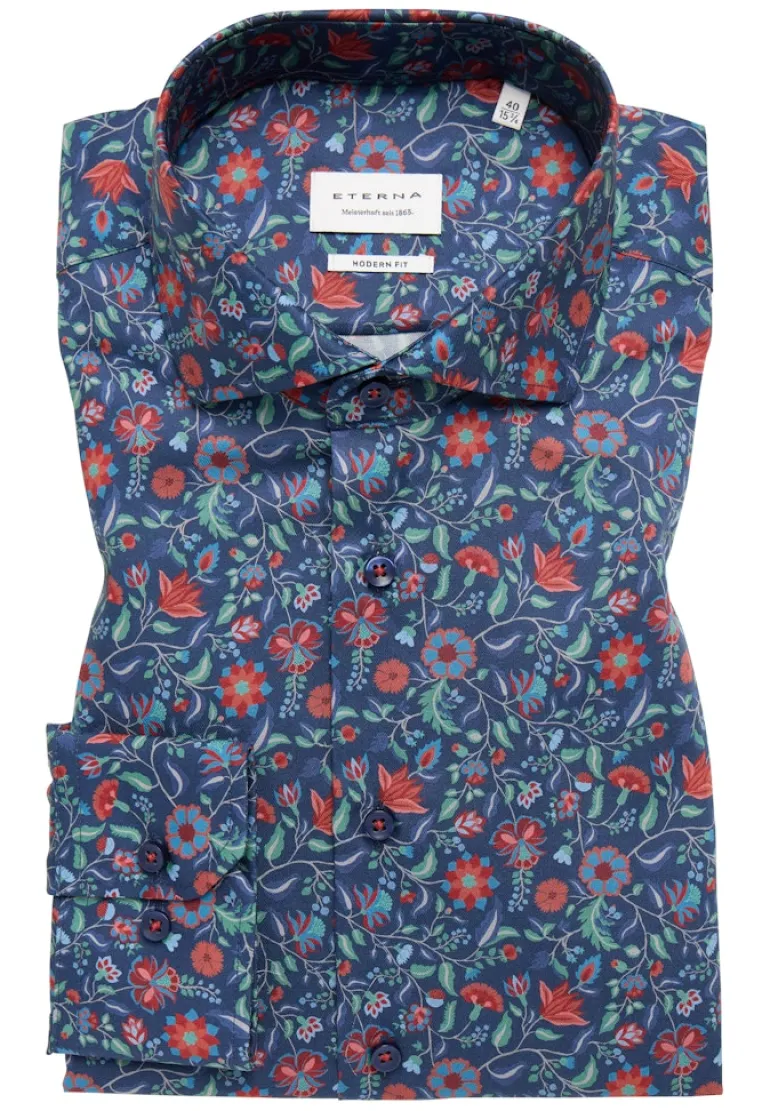 Hemd Twill Langarm dunkelblau