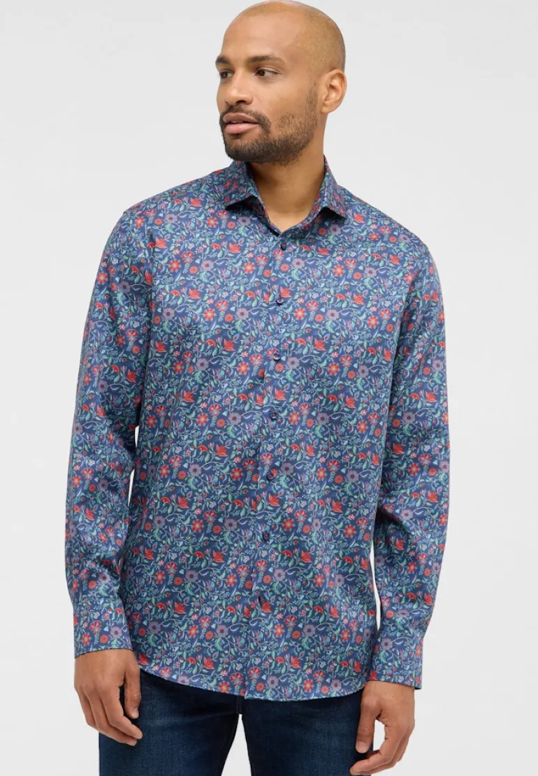 Hemd Twill Langarm dunkelblau